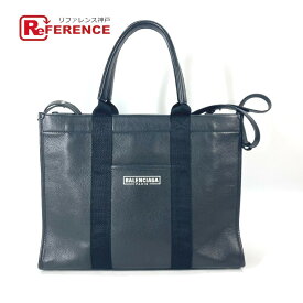 BALENCIAGA バレンシアガ 671400 ロゴ ハードウェア 2WAY ハンドバッグ ショルダーバッグ 斜め掛け 肩掛け トートバッグ レザー ユニセックス ブラック 【中古】