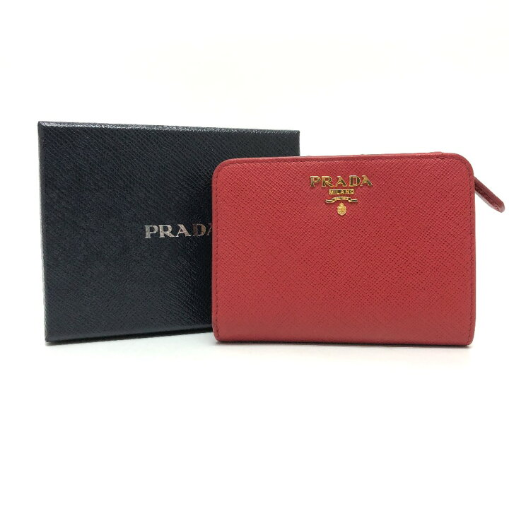 楽天市場】PRADA プラダ 1ML018 ロゴ 2つ折り財布 サフィアーノレザー  