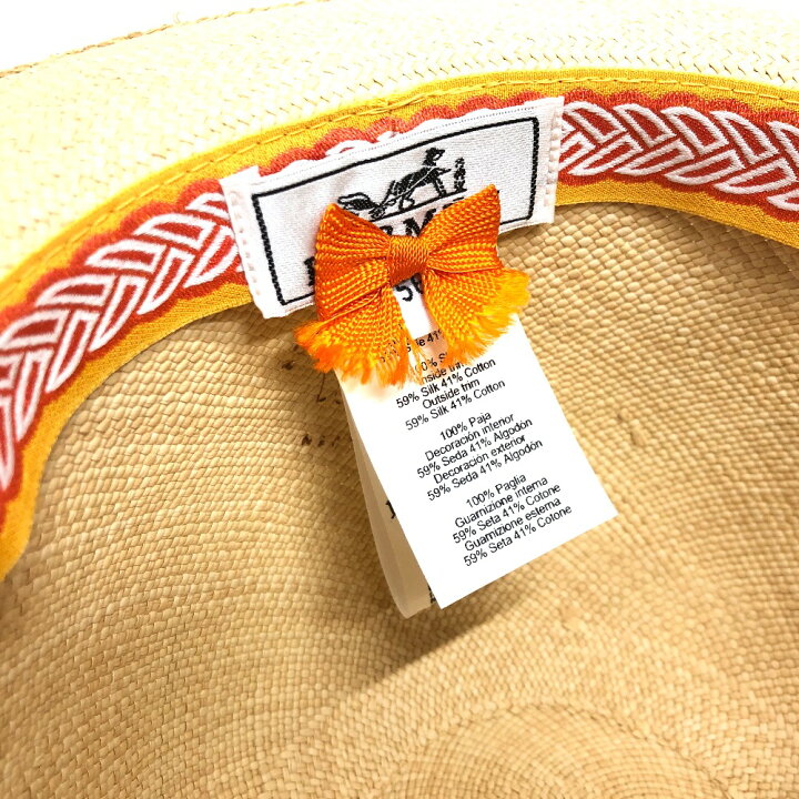 楽天市場】HERMES エルメス グレタ パナマ・ブリ―サ ハット 麦わら帽子 