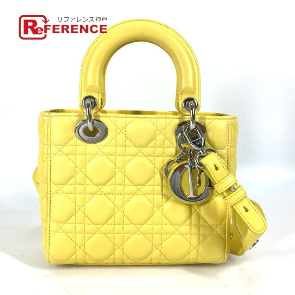 Dior ディオール  M0532PCAL  レディディオール LADYDIOR My ABCDior 2WAY ハンドバッグ スター ショルダーバッグ ハンドバッグ ラムスキン  レディース イエロー 【中古】