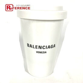 BALENCIAGA バレンシアガ 666275 コップ カップ 蓋付き 食器 インテリア ロゴ VENEZIA ベネチア タンブラー 陶器 レディース ホワイト 未使用 【中古】