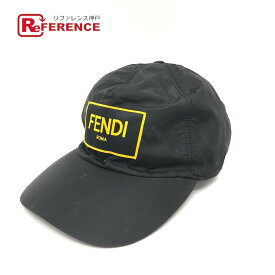 FENDI フェンディ FXQ768 ロゴ ベースボール 帽子 キャップ ナイロン ユニセックス ブラック 【中古】