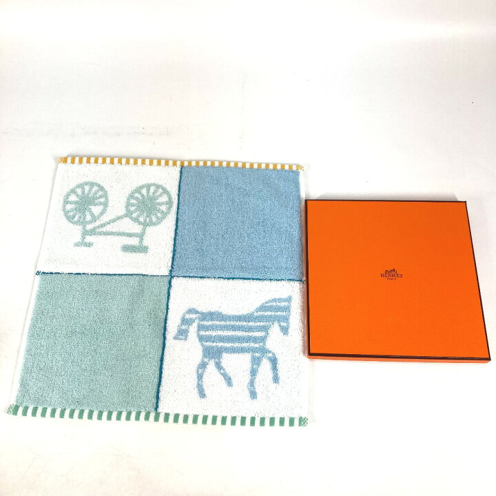 楽天市場】HERMES エルメス 馬柄 アダダ ハンドタオル ハンカチ タオル  