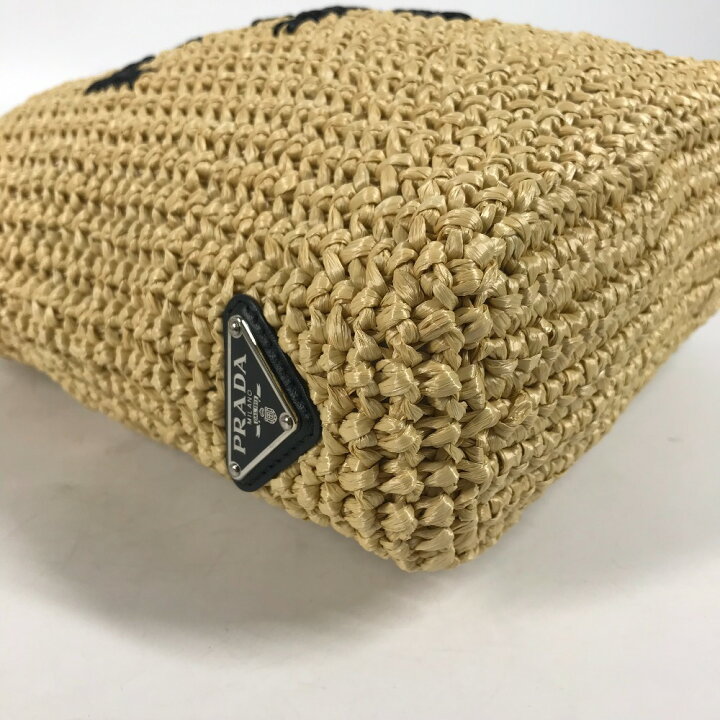 楽天市場】PRADA プラダ 1BG422 カゴバッグ ストローバッグ クロシェ  