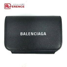 BALENCIAGA バレンシアガ 594225 ウォレット ロゴ 名刺入れ パスケース カードケース レザー レディース ブラック 【中古】