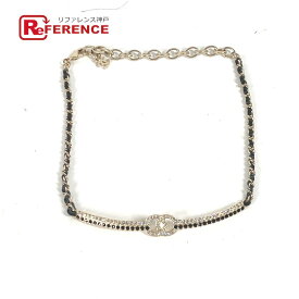 CHANEL シャネル AB9152 A22 CC ココマーク ラインストーン チョーカー アクセサリー チェーン ネックレス メタル レディース ブラック 新品同様 【中古】