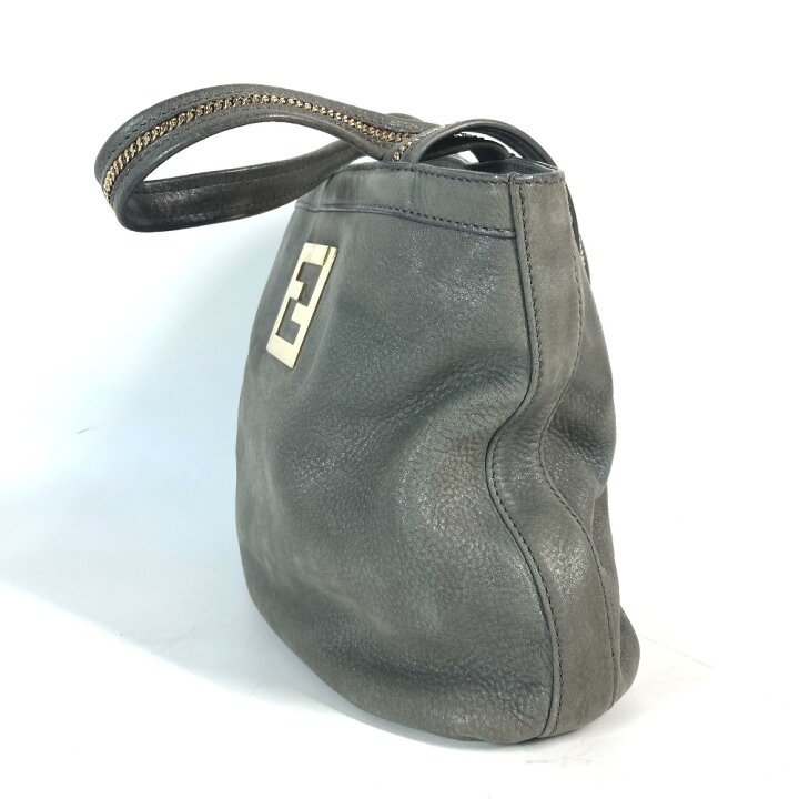 FENDI フェンディ レザートートバッグ FF チェーン グレー