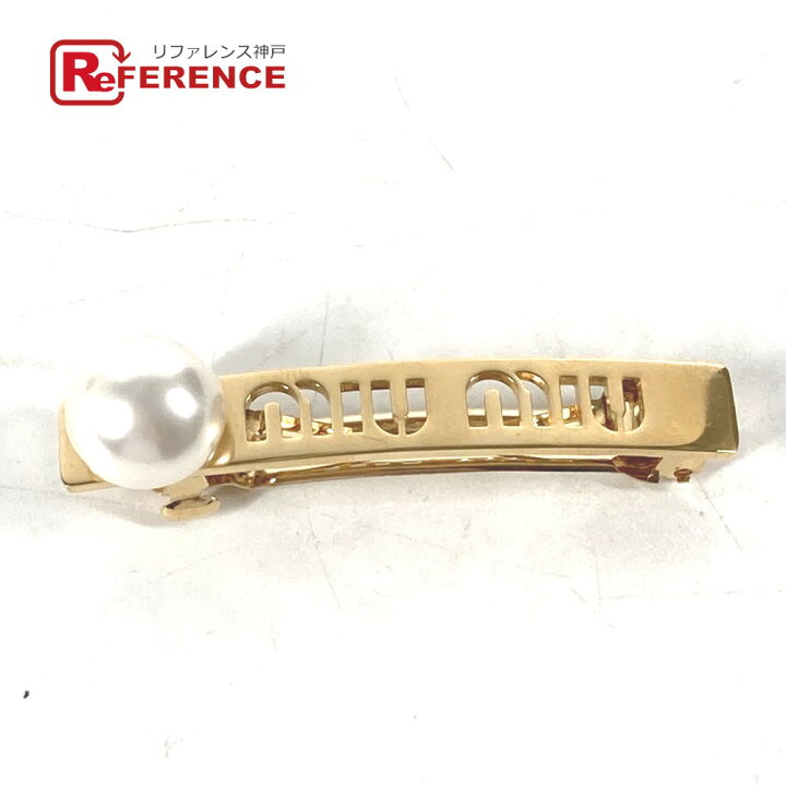 楽天市場】MIUMIU ミュウミュウ ヘアアクセサリー ロゴ フェイクパール  