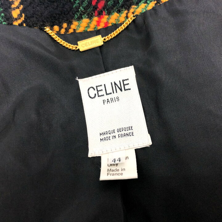 楽天市場】CELINE セリーヌ ヴィンテージ チェック マカダムボタン 