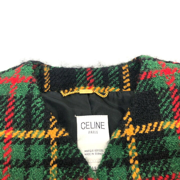 楽天市場】CELINE セリーヌ ヴィンテージ チェック マカダムボタン 