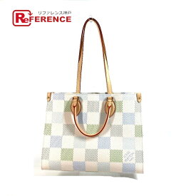LOUIS VUITTON ルイヴィトン N40518 パステルダミエ オンザゴー MM カバン 肩掛け トートバッグ 2WAY ショルダーバッグ ハンドバッグ ダミエキャンバス レディース ピスタチオ ホワイト 未使用 【中古】