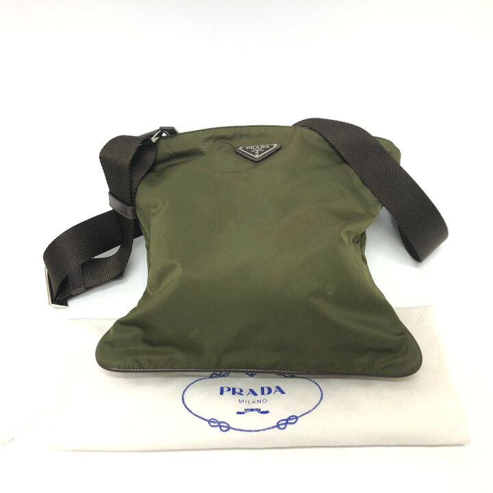 PRADA プラダ サコッシュ ショルダーバッグ 三角ロゴ ナイロン カーキ 