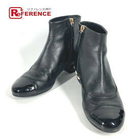 CHANEL シャネル G32239 CC ココマーク フェイクパール ショートブーツ 靴 シューズ ブーツ レザー レディース ブラック 【中古】