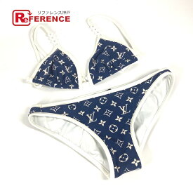 LOUIS VUITTON ルイヴィトン ブラジャー パンツ モノグラム ビキニ スイムウエア スィムウェア 上下セット RW202 水着 ナイロン /ポリウレタン レディース ネイビー 【中古】