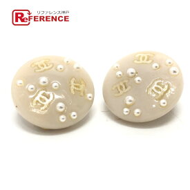 CHANEL シャネル 03P CC ココマーク フェイクパール ラウンド イヤリング ピアス 小物 イヤリング プラスチック レディース ベージュ 【中古】