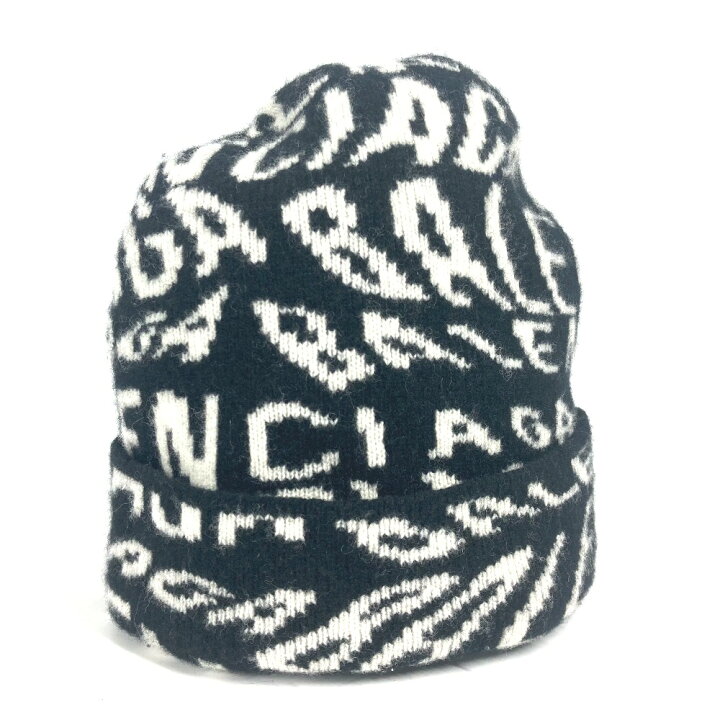 楽天市場】BALENCIAGA バレンシアガ 583123 総柄 ロゴ ビーニー 帽子
