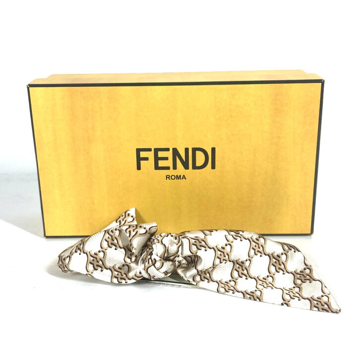 美品 FENDI フェンディ FXT114 ロゴ リボン ヘアクリップ ヘア 