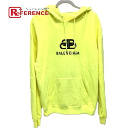 BALENCIAGA バレンシアガ 583222 BBロゴプリント プルオーバー パーカー フード付き 洋服 パーカー コットン メンズ イエロー 【中古】