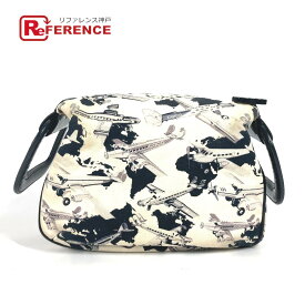 CHANEL シャネル ロゴ 飛行機 エアライン カバン ポーチ ハンドバッグ キャンバス /エナメル レディース ブラック 【中古】