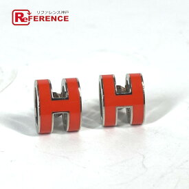 HERMES エルメス Hロゴ ポップアッシュ ミニ アクセサリー ピアス GP レディース オレンジ 【中古】