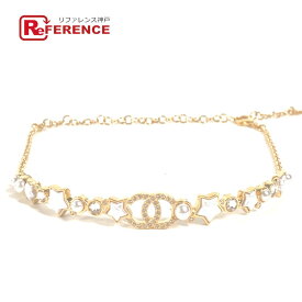 CHANEL シャネル B24C CC ココマーク スター 星 チェーン チョーカー アクセサリー ラインストーン ネックレス メタル レディース ゴールド 未使用 【中古】