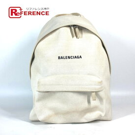 BALENCIAGA バレンシアガ 552374 エブリデイ ロゴ バックパック カバン」 リュックサック キャンバス ユニセックス ホワイト 【中古】