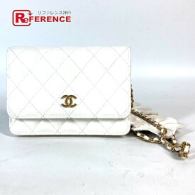 CHANEL シャネル 斜め掛け カバン CC ココマーク フリル チェーンウォレット ショルダーバッグ 長財布 レザー レディース ホワイト 【中古】