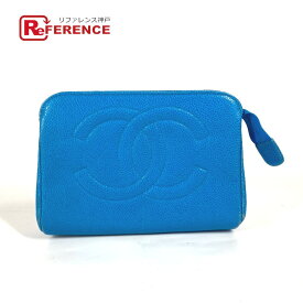 CHANEL シャネル マルチポーチ CC ココマーク メイクポーチ 化粧ポーチ ポーチ キャビアスキン レディース ブルー 【中古】