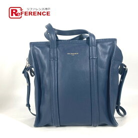 BALENCIAGA バレンシアガ 443096 バザールショッパーS 2WAYバッグ ショルダーバッグ カバン ハンドバッグ 斜め掛け トートバッグ レザー レディース ネイビー 【中古】