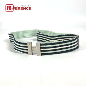 HERMES エルメス Hロゴ アクセサリー ボーダー ズボン用ベルト ベルト ゴム ユニセックス グリーン 【中古】
