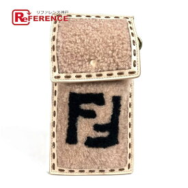 FENDI フェンディ 7AS047 スマホケース フォンポーチ カバン FF ロゴ ファー チャーム ポーチ ファー /レザー レディース ベージュ 【中古】