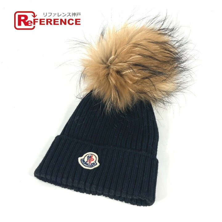 楽天市場】MONCLER モンクレール ロゴ ポンポン付き ファー ビーニー  