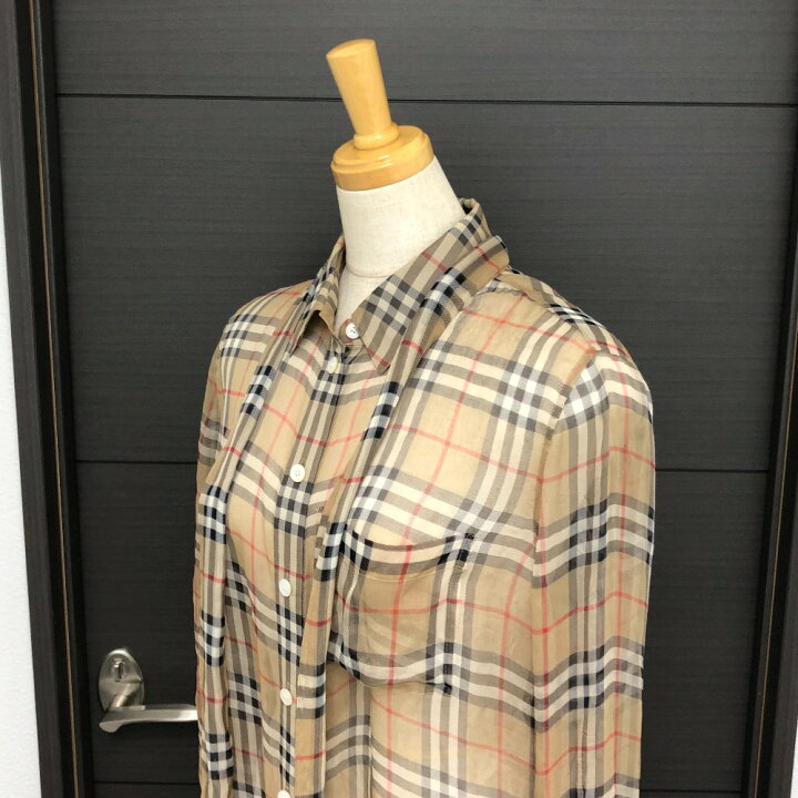楽天市場】BURBERRY バーバリー チェック柄 シースルー ブラウス 