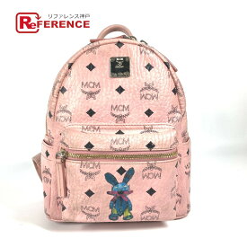 MCM エムシーエム ヴィセトス ロゴ ラビット バックパック カバン うさぎ リュックサック レザー レディース ピンク 【中古】