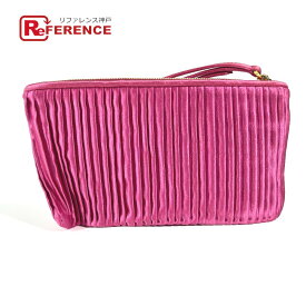 MIUMIU ミュウミュウ ロゴ カバン ストラップ付 ポーチ クラッチバッグ レーヨン /シルク レディース ピンク 【中古】