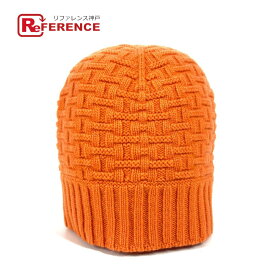 HERMES エルメス Hロゴ ビーニー 帽子 ニット帽 ニットキャップ ニット帽 カシミヤ レディース オレンジ 新品同様 【中古】