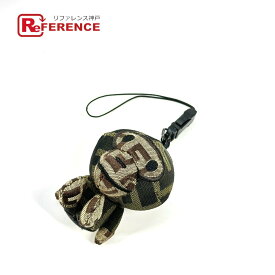 FENDI フェンディ A BATHING APE アベイシングエイプ コラボ ズッカ マイロ ストラップ バッグチャーム キーホルダー チャーム キャンバス ユニセックス ブラウン 未使用 【中古】