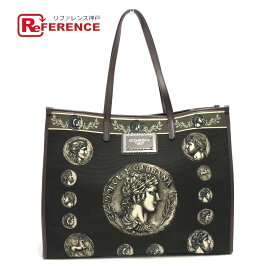 DOLCE&GABBANA ドルチェアンドガッバーナ コインモチーフ トートバック カバン バック トート ハンドバック トートバッグ キャンバス/レザー メンズ ブラウン 【中古】