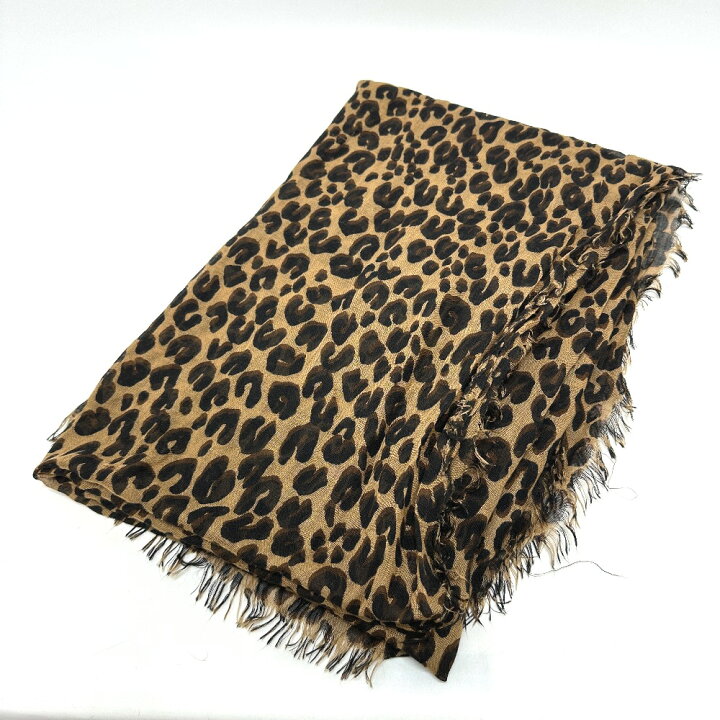 中古】ルイヴィトン LOUIS VUITTON ストール シルク 薄手 ヒョウ柄  