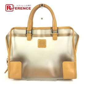 LOEWE ロエベ 160周年限定 ミニボストンバッグ カバン アマソナ ロゴ ハンドバッグ ビニール/レザー レディース ベージュ 【中古】