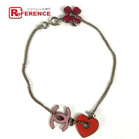 CHANEL シャネル 04P CC ココマーク ハート ロゴ クローバー アクセサリー チェーン ブレスレット メタル レディース ピンク 【中古】