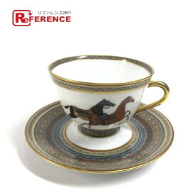 HERMES エルメス 馬 セット 皿 ティーカップ＆ソーサー 〈シュヴァルドリアン〉 No1 コップ 食器 インテリア コーヒーカップ ティーカップ 陶器 ユニセックス ブラウン 未使用 【中古】