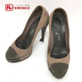 CHANEL シャネル バイカラー 靴 ハイヒール キラキラ ココマーク ピンヒール パンプス レザー レディース ベージュ 【中古】