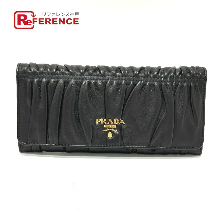 楽天市場】PRADA プラダ 1M1132 ロゴ ギャザー 2つ折り 長財布 レザー 
