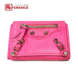 BALENCIAGA バレンシアガ 203437 クラシック コンパクトウォレット 3つ折り財布 財布 3つ折り財布 レザー レディース ピンク 【中古】