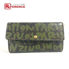 LOUIS VUITTON ルイヴィトン M92188 モノグラムグラフィティ ポシェット・ポルトモネ クレディ ロングウォレット フラップ 長財布 モノグラムグラフィティキャンバス ユニセックス カーキ 【中古】