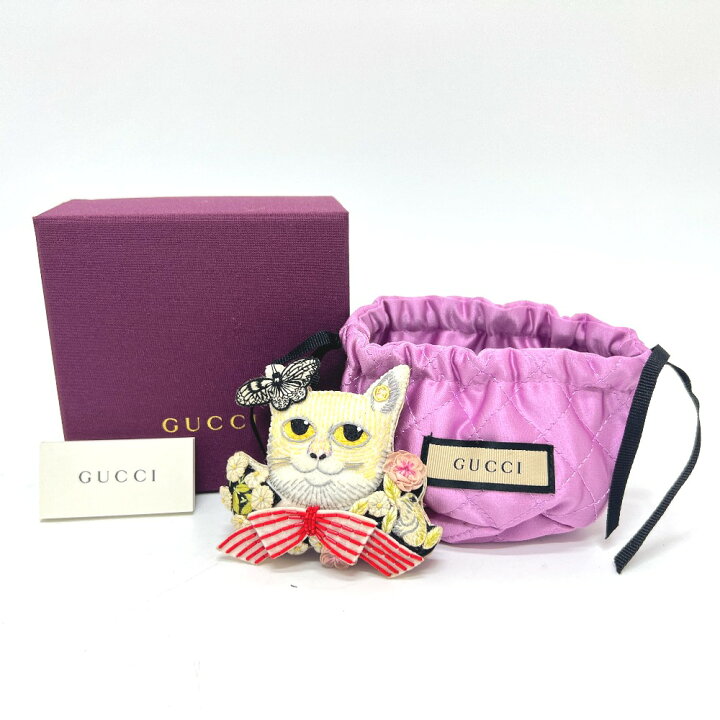 楽天市場】GUCCI グッチ ヒグチユウコ 猫 刺繍 アクセサリー ブローチ 