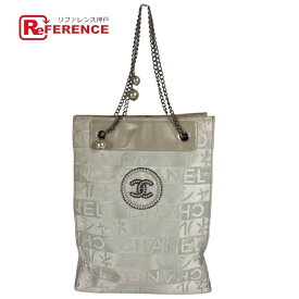 CHANEL シャネル エフェメール 日本限定 銀座限定 ロゴ CC ココマーク ロゴ Wチェーン カバン 縦型 ショルダーバッグ レザー/キャンバス レディース ホワイト 【中古】