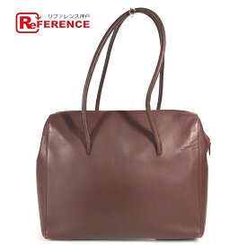 CARTIER カルティエ マルチェロ ロゴ カバン トートバッグ ビジネスバッグ ビッグバッグ ボストンバッグ ショルダーバッグ レザー ユニセックス ワインレッド 【中古】