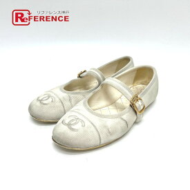 CHANEL シャネル G45503 24S メリージェーン バレエシューズ 靴 靴その他 キャンバス レディース ホワイト 【中古】
